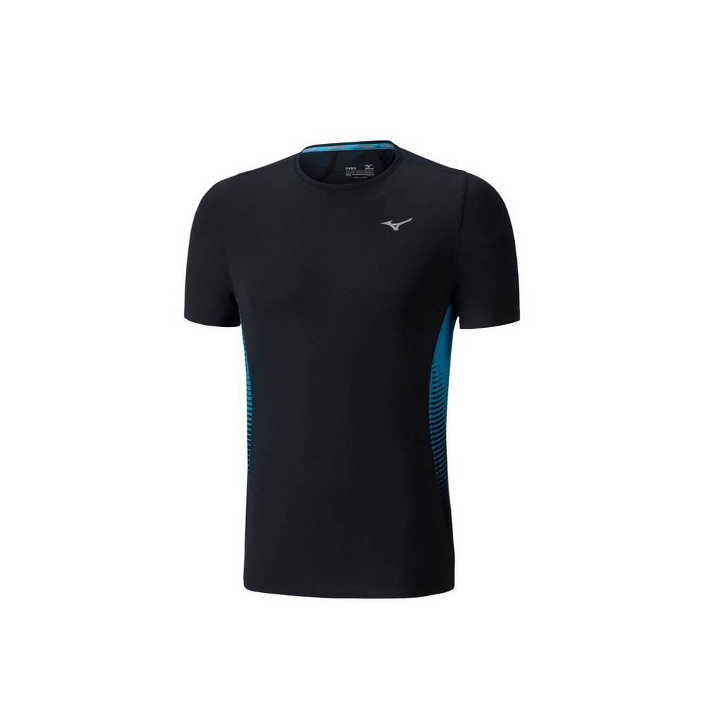 Panske Tričko Mizuno AERO 4.0 Bezecke Čierne Vypredaj AHKS98273